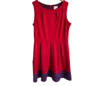 𝅺KIT and Sky sleeveless pleated dress. Cherry red with contrasting details. XL